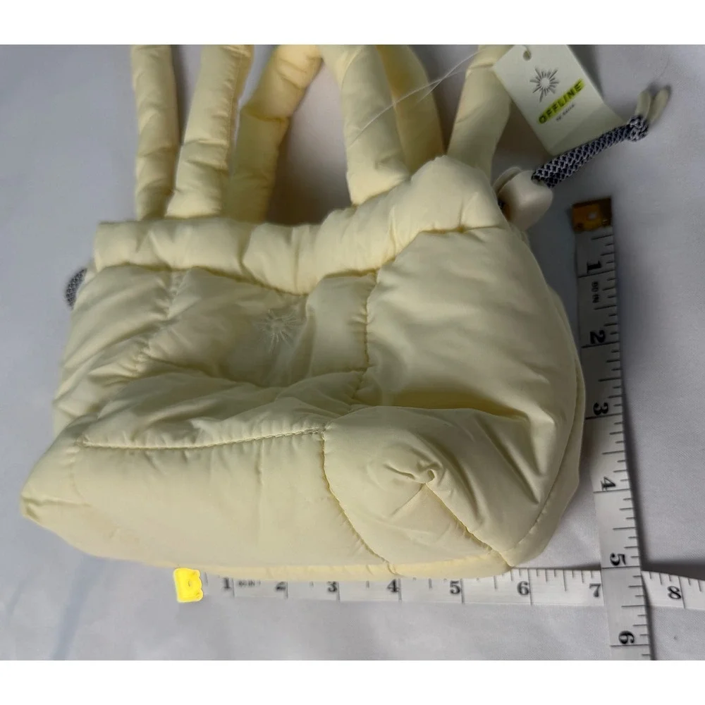 OFFLINE by Aerie Puffer Mini Tote Crossbody Bag Pale Yellow Quilted NWT